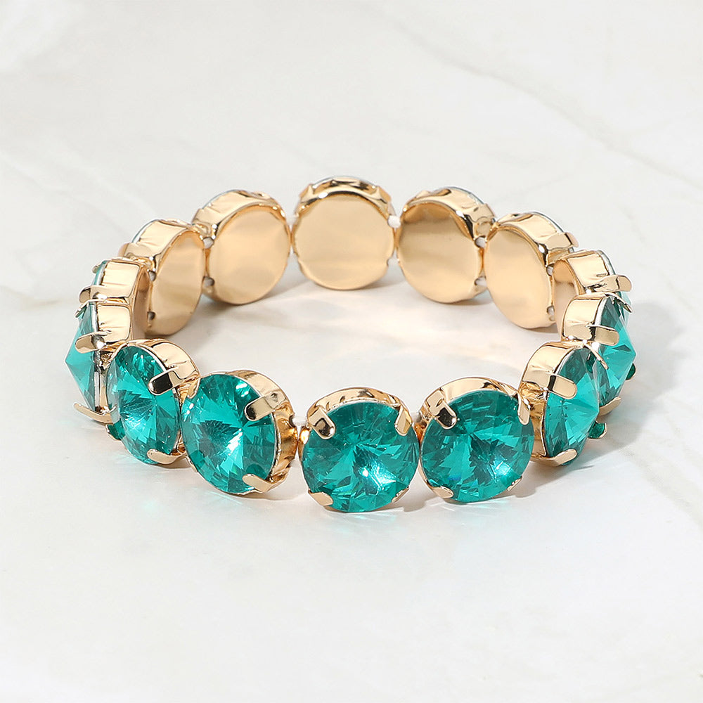 Madeline Love Blue Zircon Round Faceted Gem Beaded Stretch Evening Bracelet