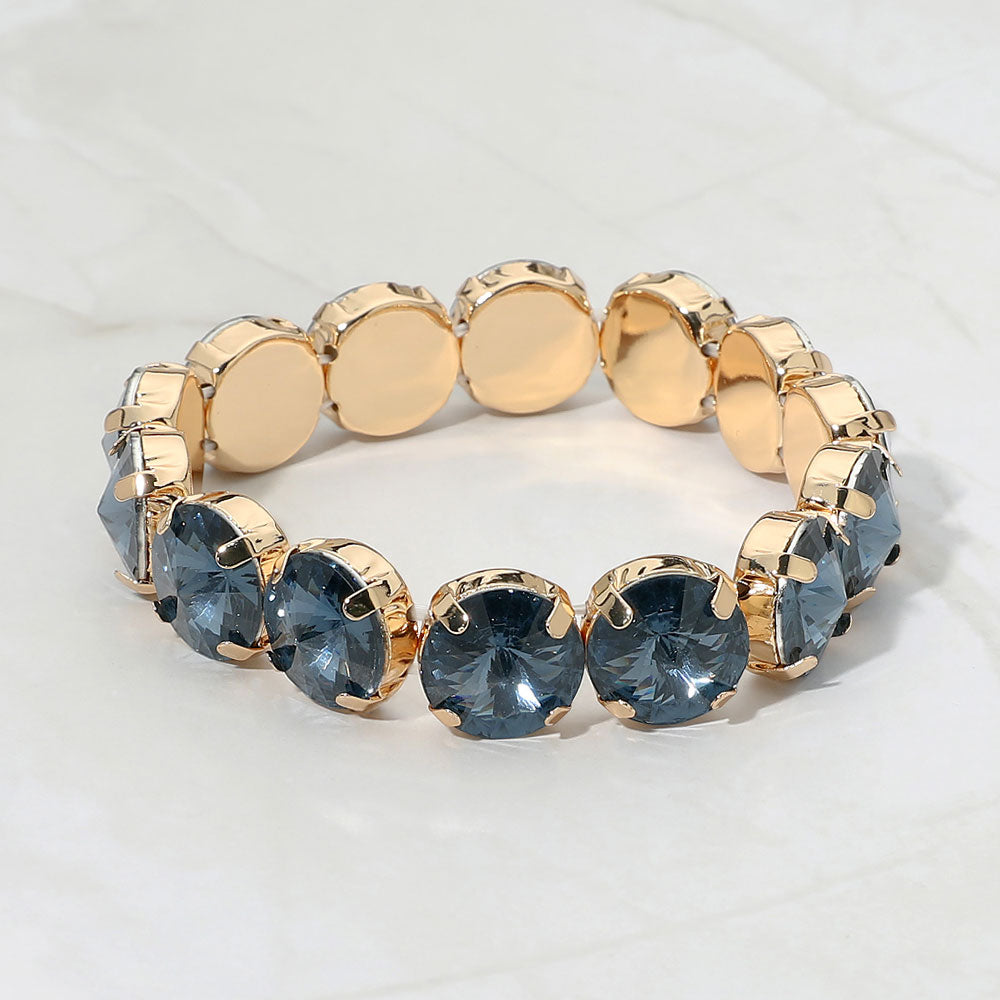 Madeline Love Montana Blue Round Faceted Gem Beaded Stretch Evening Bracelet