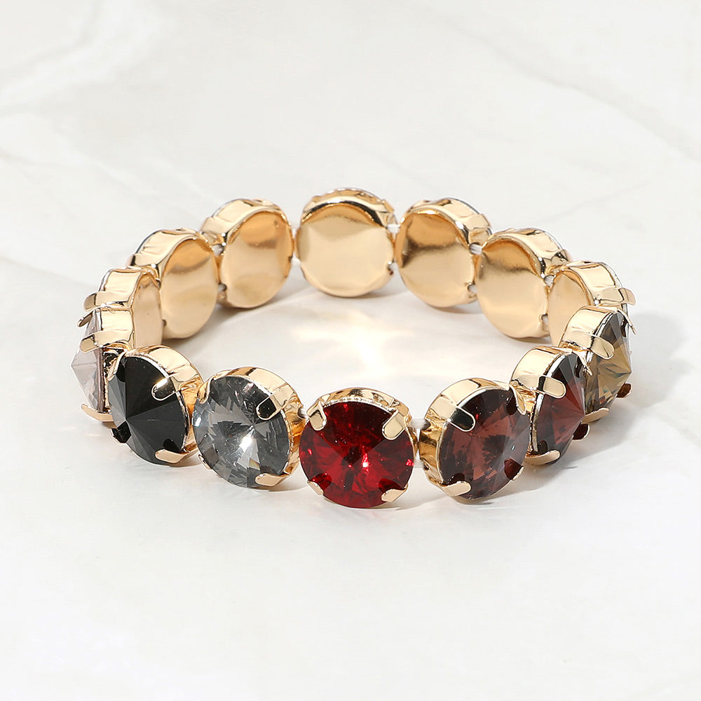 Madeline Love Multi Round Faceted Gem Beaded Stretch Evening Bracelet
