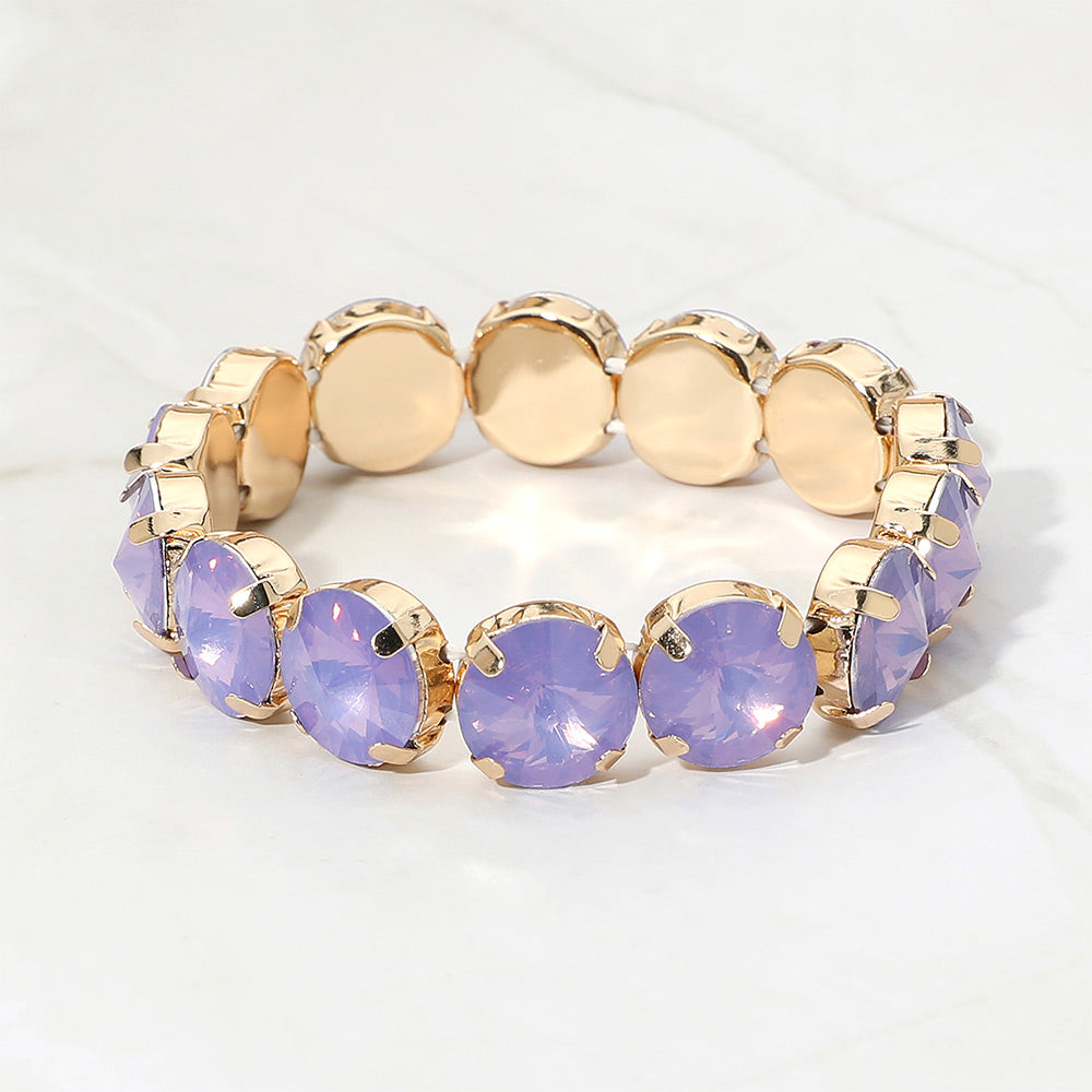 Madeline Love Lavender, Opal Round Faceted Gem Beaded Stretch Evening Bracelet