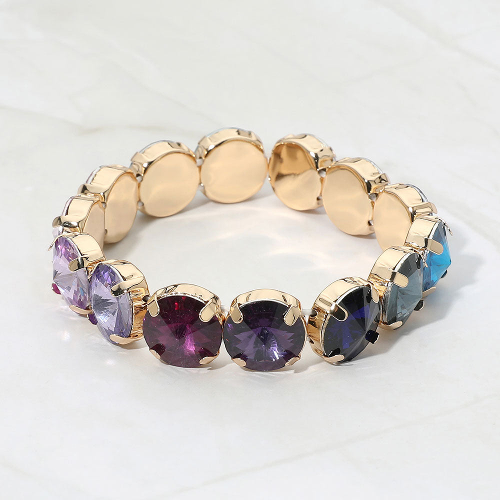 Madeline Love Multi Round Faceted Gem Beaded Stretch Evening Bracelet
