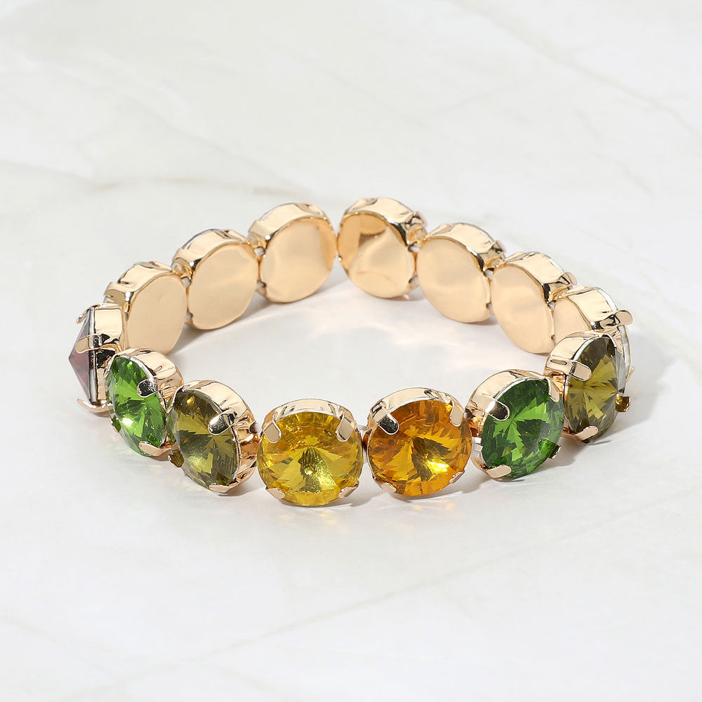 Madeline Love Multi Round Faceted Gem Beaded Stretch Evening Bracelet