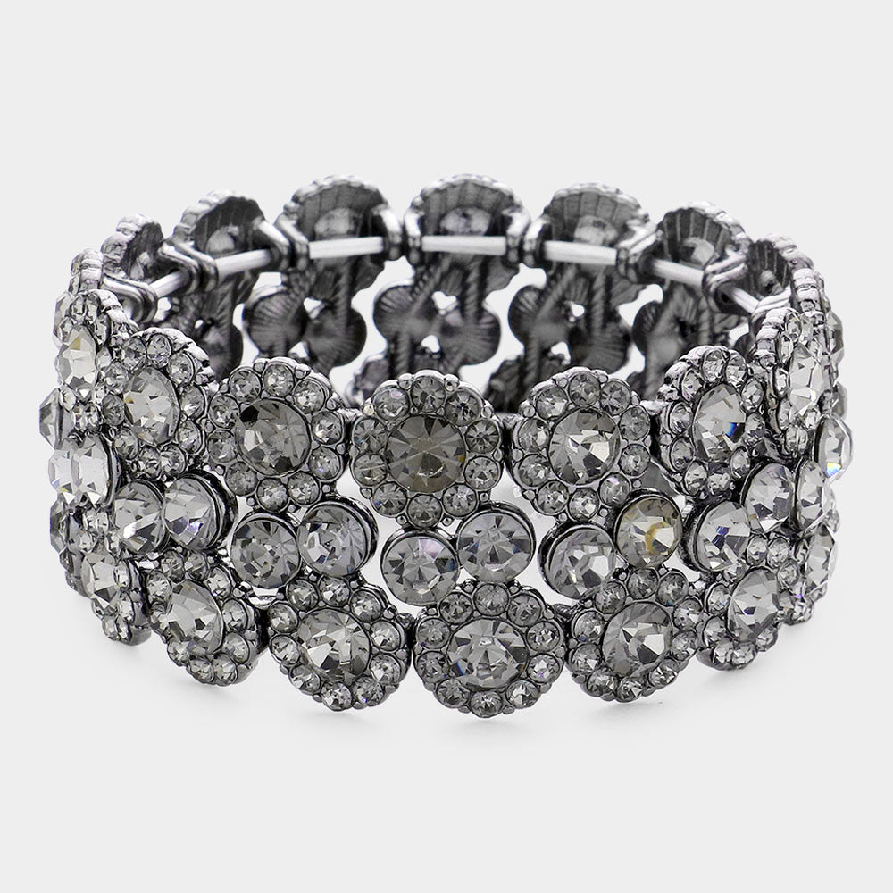 Madeline Love Black Diamond Bubble Stone Stretch Evening Bracelet