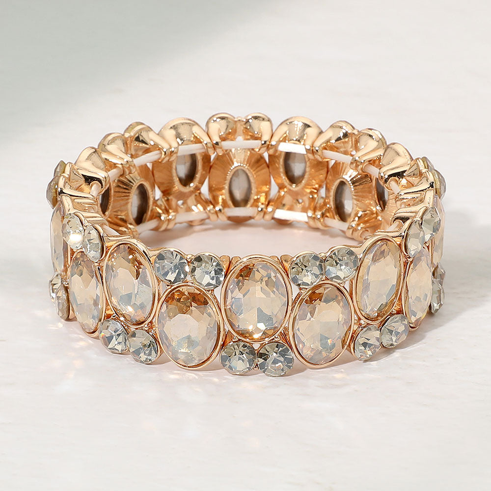 Madeline Love Gold, Topaz Oval Gem Accent Stretch Evening Bracelet