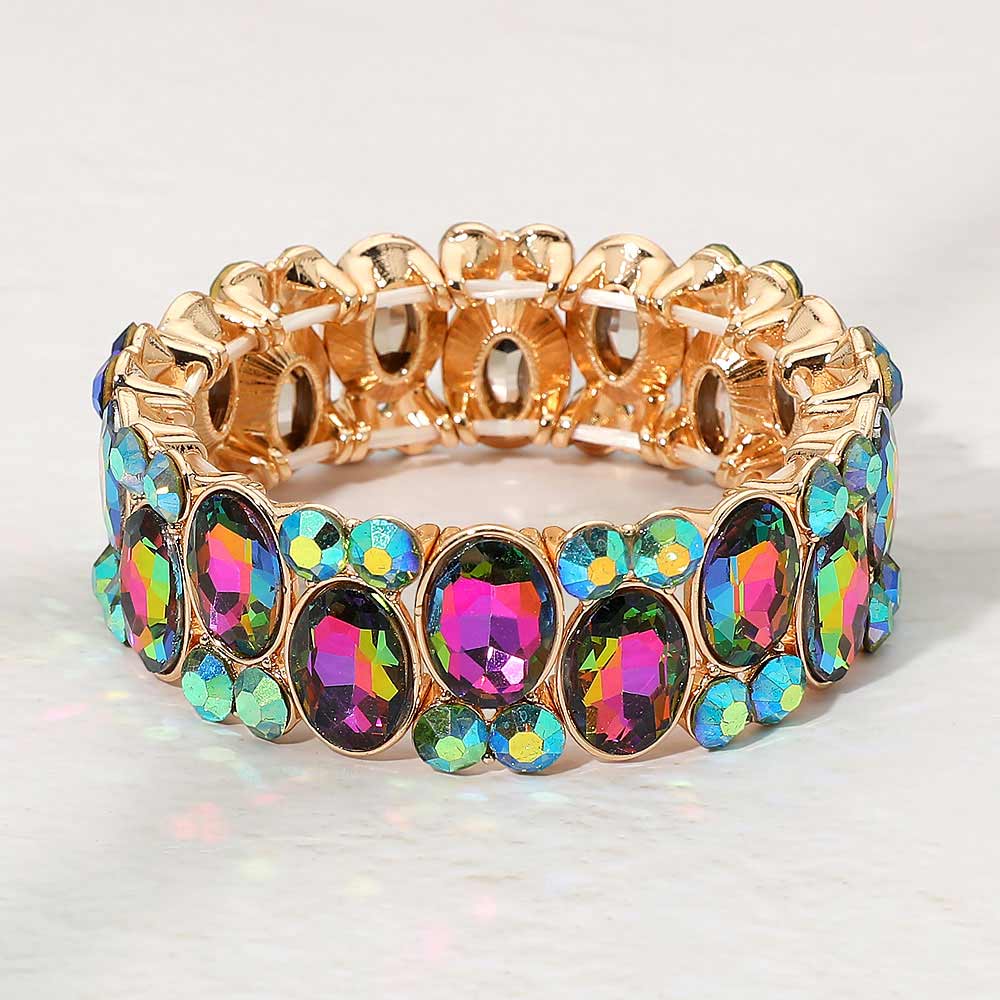 Madeline Love Gold, Vitrail Medium Oval Gem Accent Stretch Evening Bracelet
