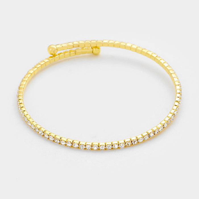Madeline Love Clear, Gold Crystal rhinestone coil cuff bracelet