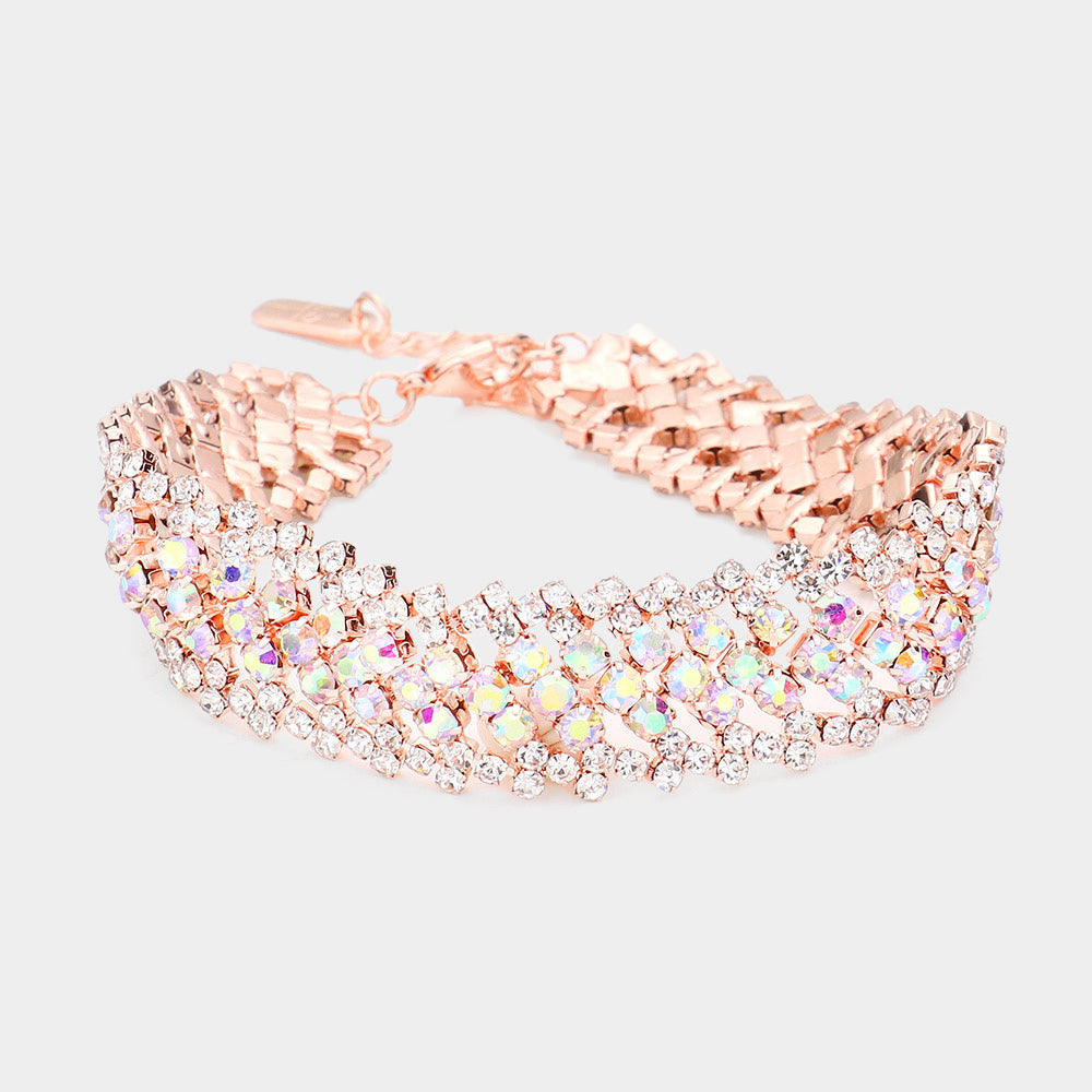 Madeline Love AB, Rose Gold Bubble Stone Evening Bracelet