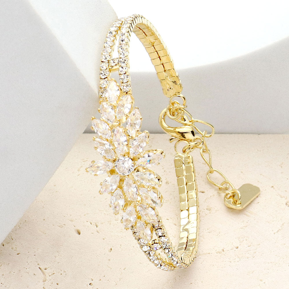 Madeline Love Gold Marquise CZ Stone Embellished Evening Bracelet