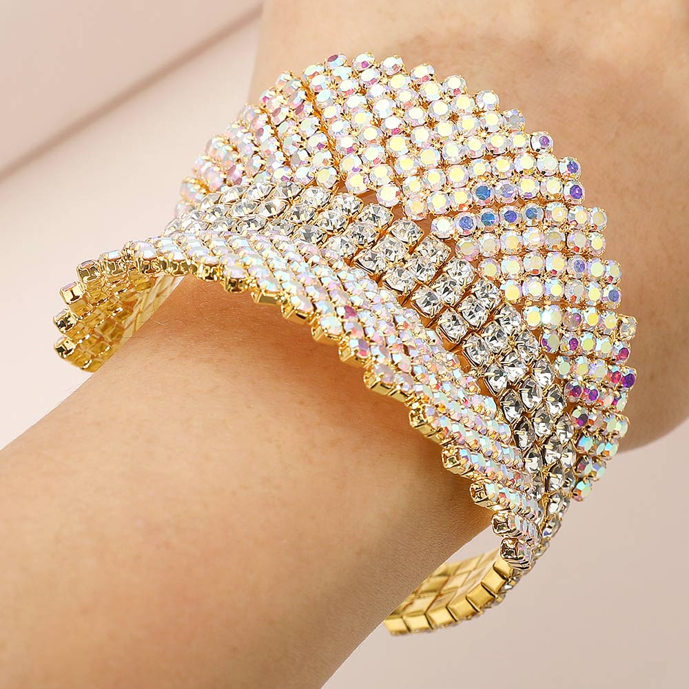 Madeline Love AB, Gold Layered Rhinestone Embellished Evening Bracelet