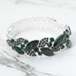 Madeline Love Emerald, Silver Marquise Stone Cluster Embellished Adjustable Evening Bracelet
