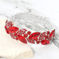 Madeline Love Red, Silver Marquise Stone Cluster Embellished Adjustable Evening Bracelet