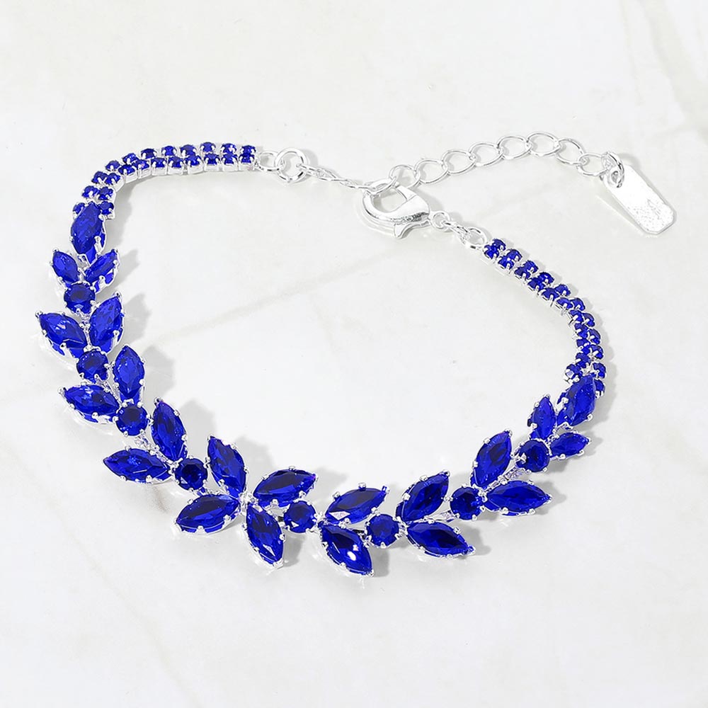 Madeline Love Sapphire, Silver Marquise CZ Cluster Vine Evening Bracelet