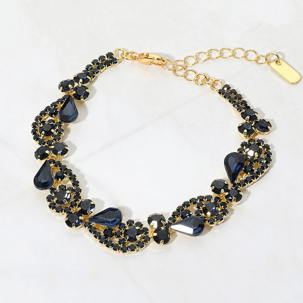 Madeline Love Gold, Montana Blue Teardrop Stone Cluster Swirl Evening Bracelet