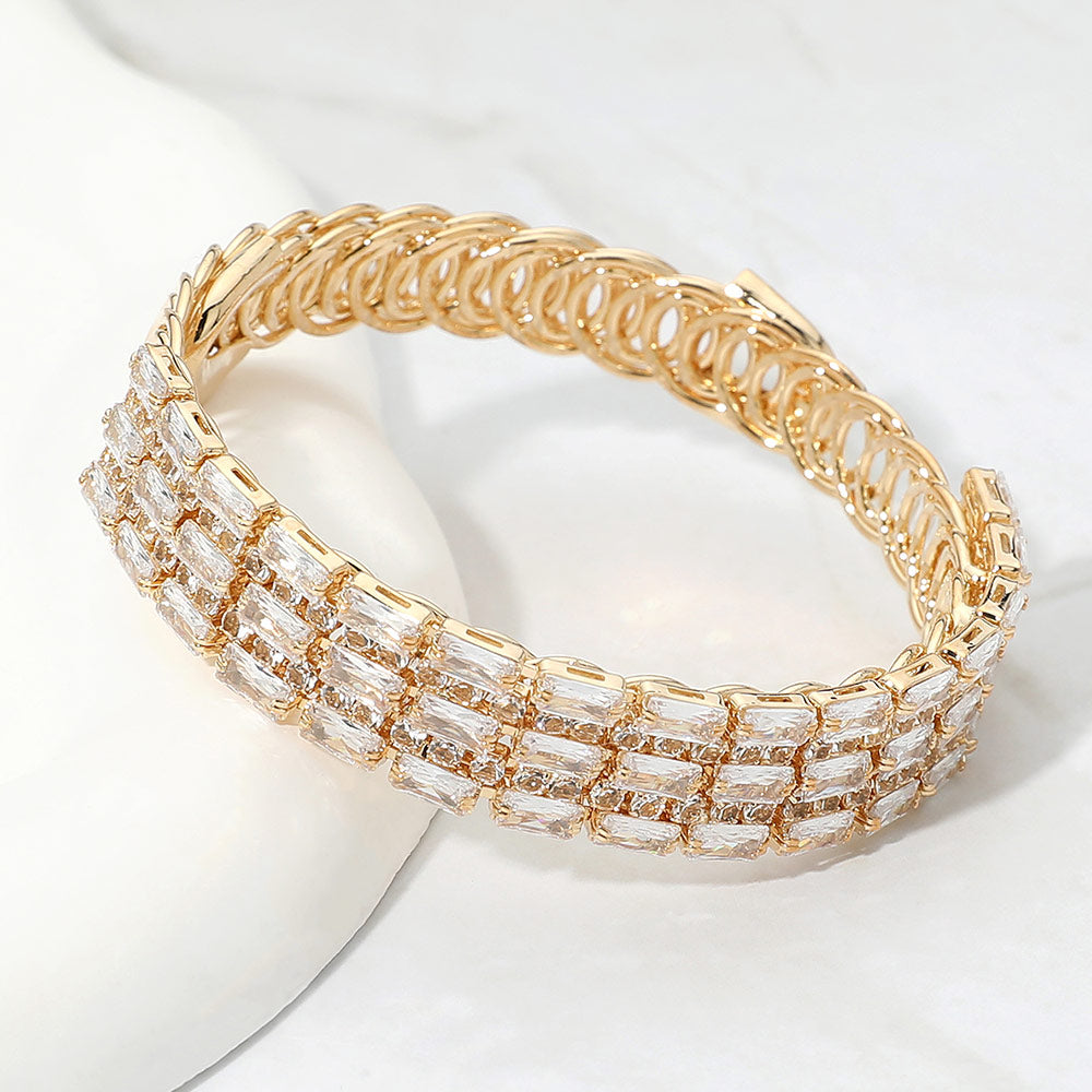 Madeline Love Clear, Gold Multi CZ Row Adjustable Evening Bracelet
