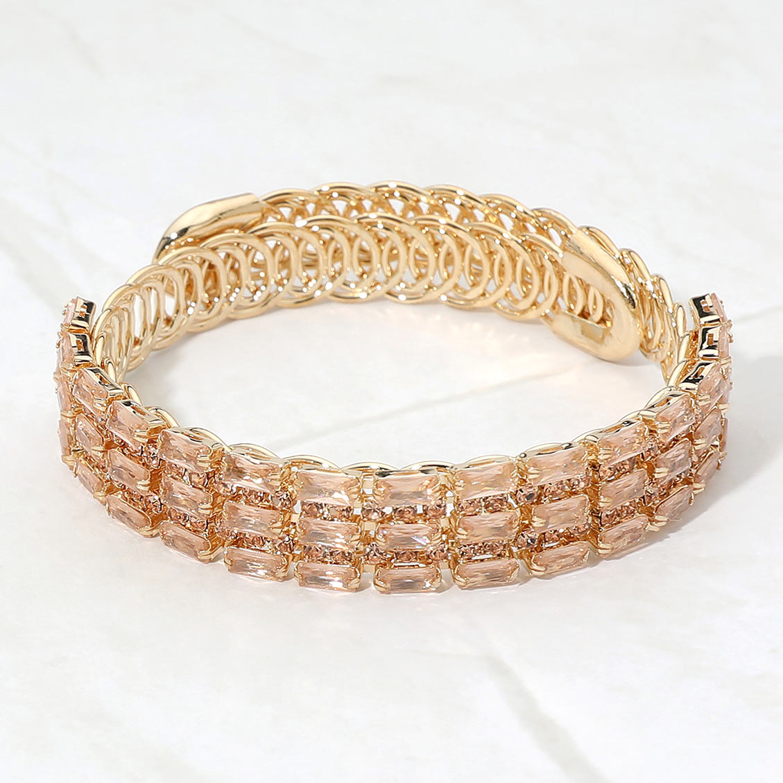 Madeline Love Gold, Lt Col Topaz Multi CZ Row Adjustable Evening Bracelet