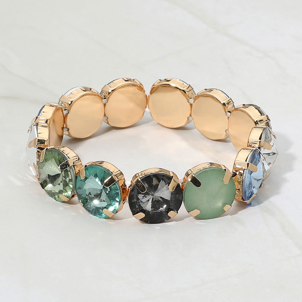 Madeline Love Multi Round Faceted Gem Beaded Stretch Evening Bracelet
