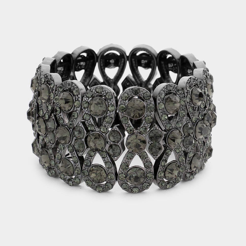 Madeline Love Black Diamond Rhinestone Infinity Stretch Evening Bracelet - Bracelets