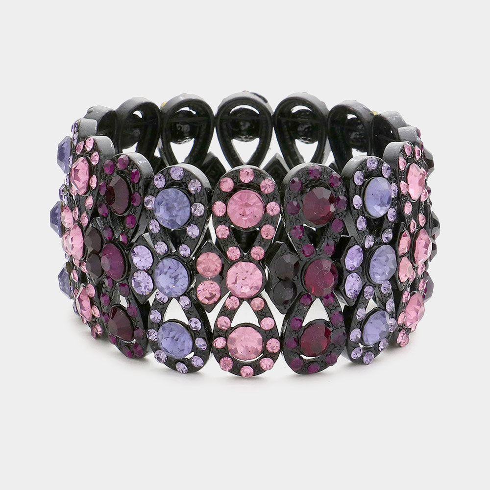Madeline Love Amethyst Rhinestone Infinity Stretch Evening Bracelet - Bracelets