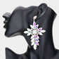 Madeline Love AB, Silver Marquise Stone Cluster Cross Dangle Evening Earrings