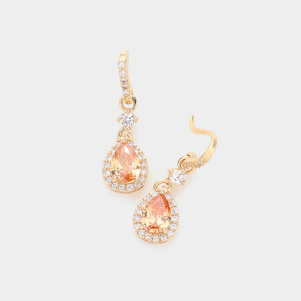 Madeline Love Lt Col Topaz CZ Teardrop Dangle Evening Earrings