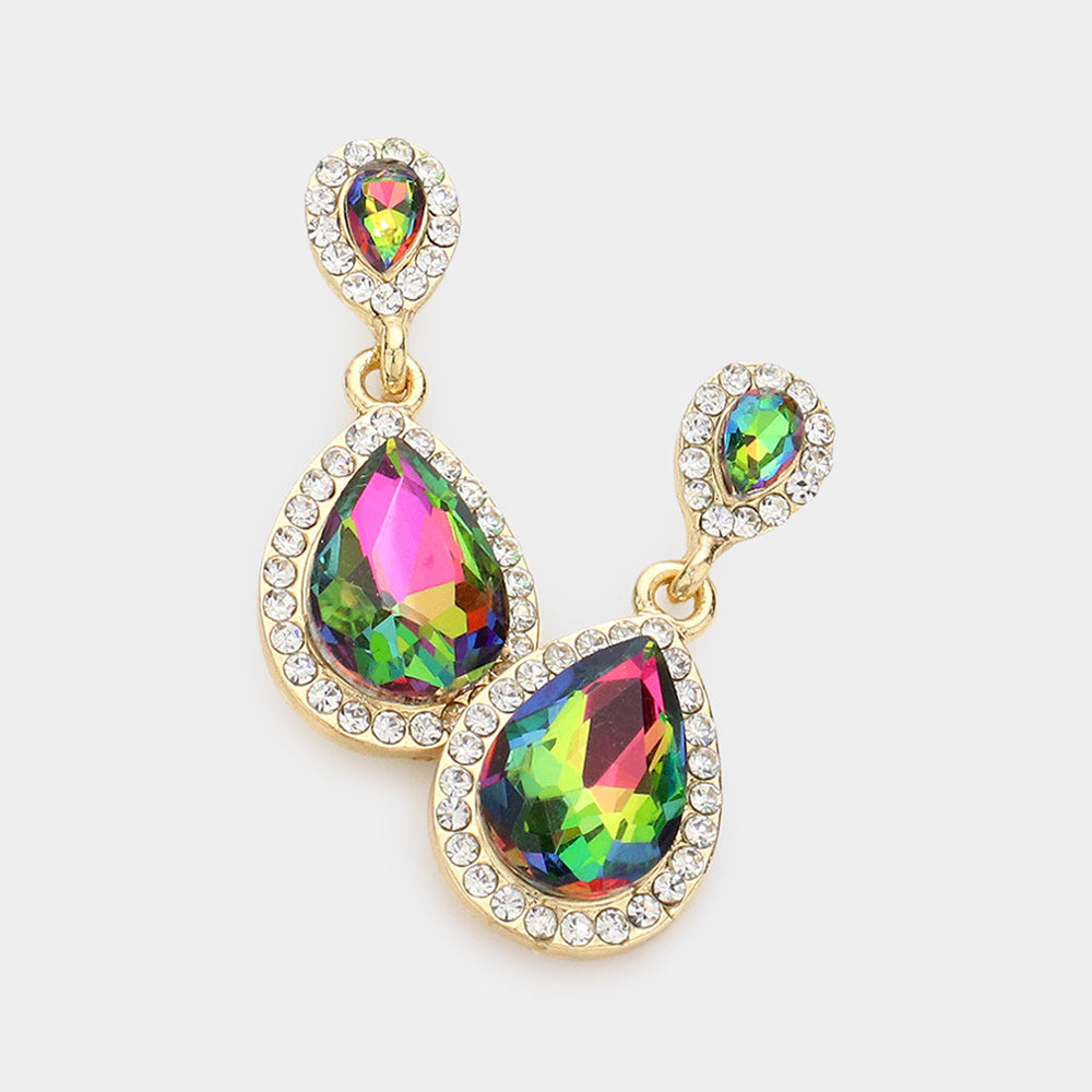 Madeline Love Vitrail Medium Double Teardrop Stone Evening Earrings