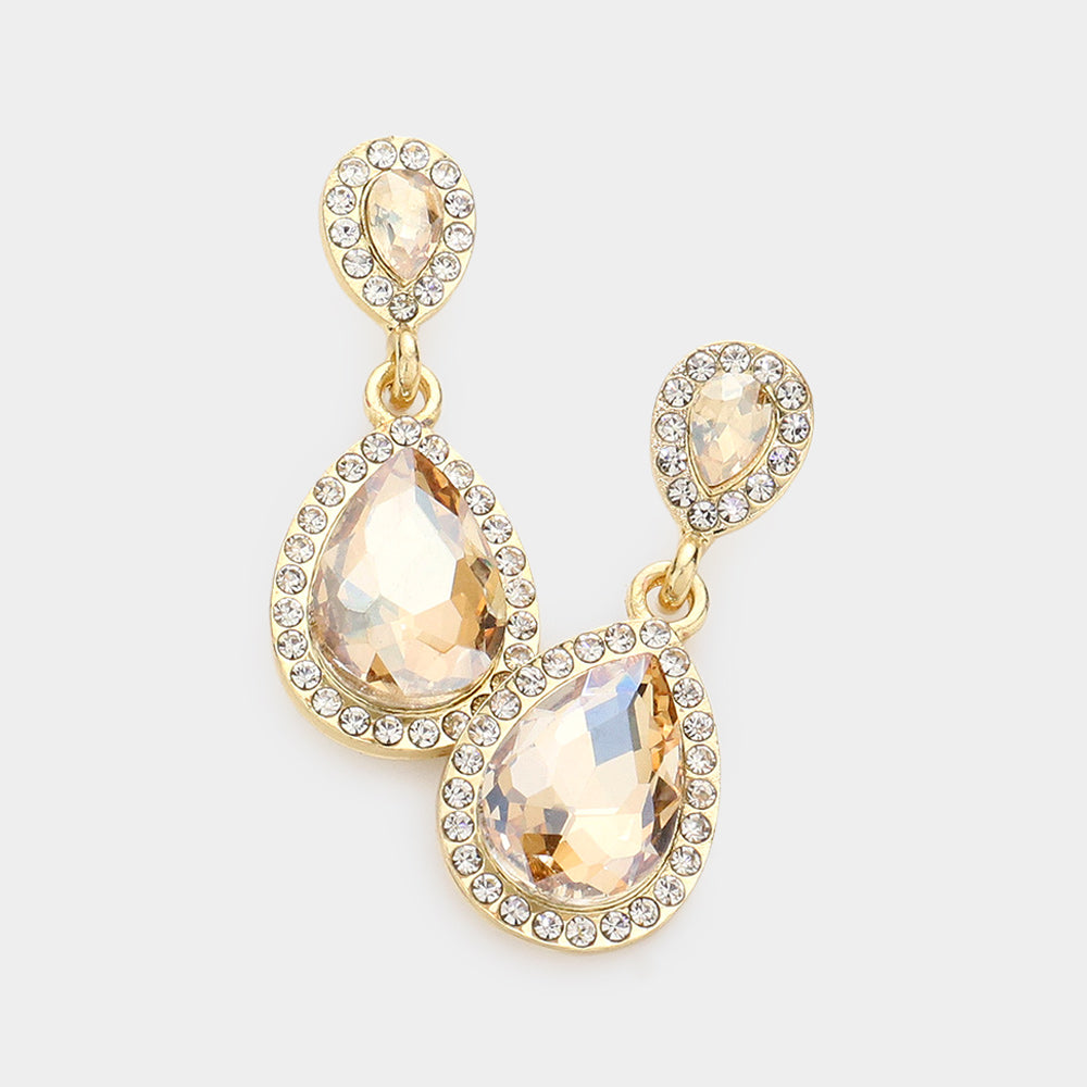 Madeline Love Lt Col Topaz Double Teardrop Stone Evening Earrings