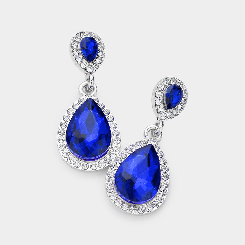 Madeline Love Sapphire Double Teardrop Stone Evening Earrings