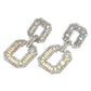 Madeline Love AB, Silver Bold Geometric Baguette Stone Embellished Door Knocker Evening Earrings - desc