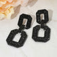 Madeline Love Black, Jet Black Bold Geometric Baguette Stone Embellished Door Knocker Evening Earrings