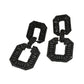 Madeline Love Black, Jet Black Bold Geometric Baguette Stone Embellished Door Knocker Evening Earrings - desc