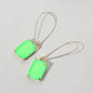Madeline Love Green, Neon Emerald Cut Stone Dangle Evening Earrings