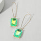 Madeline Love AB, Mint, Neon Emerald Cut Stone Dangle Evening Earrings