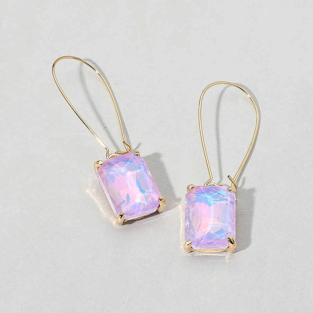 Madeline Love Lavender Emerald Cut Stone Dangle Evening Earrings