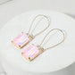 Madeline Love Light, Pink Emerald Cut Stone Dangle Evening Earrings