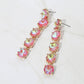 Madeline Love AB, Coral Round Stone Link Dangle Evening Earrings