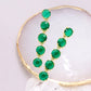Madeline Love Emerald Round Stone Link Dangle Evening Earrings