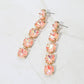 Madeline Love AB, Peach Round Stone Link Dangle Evening Earrings
