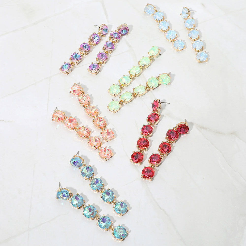 Madeline Love Lavender, Opal Round Stone Link Dangle Evening Earrings - extra