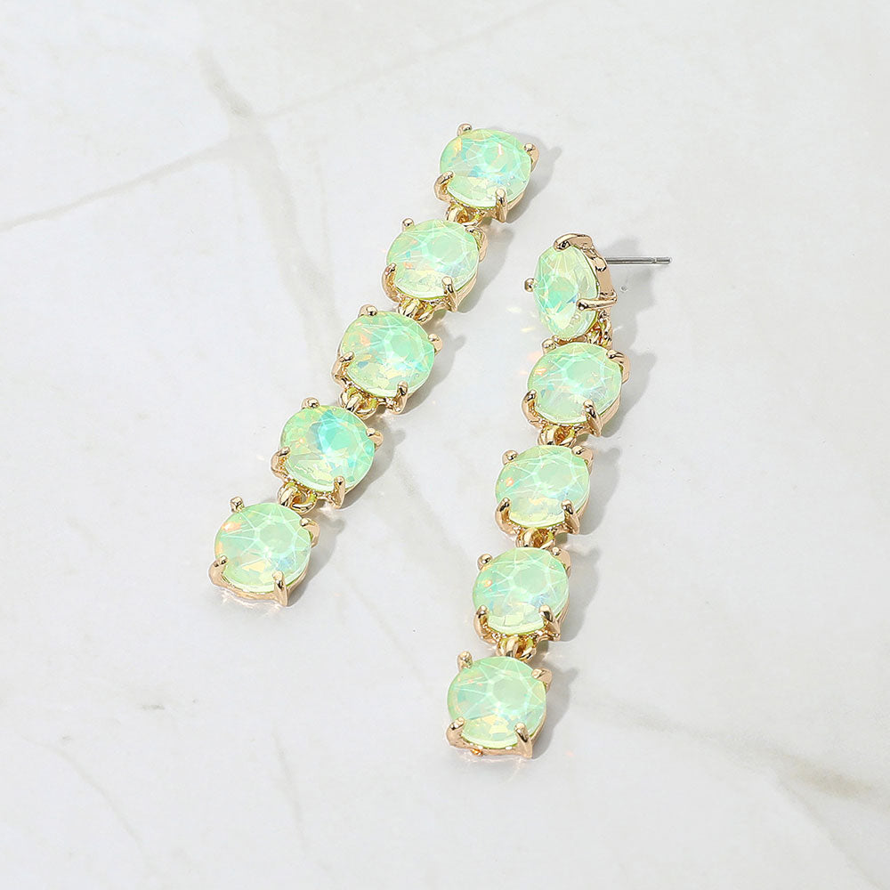 Madeline Love Mint, Opal Round Stone Link Dangle Evening Earrings