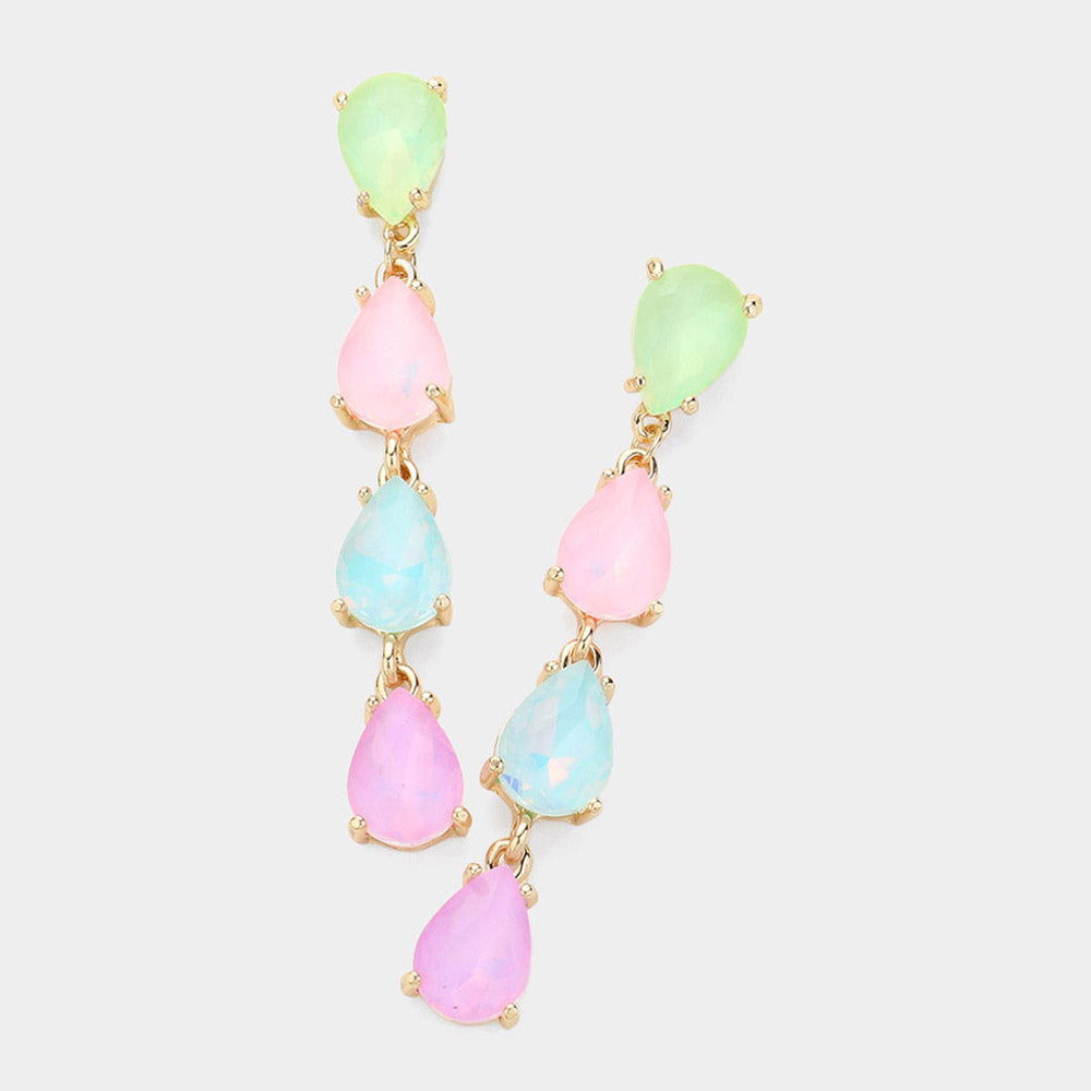 Madeline Love Multi Teardrop Stone Link Dangle Evening Earrings