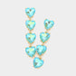 Heart Stone Link Dangle Evening Earrings - Mint - Earrings
