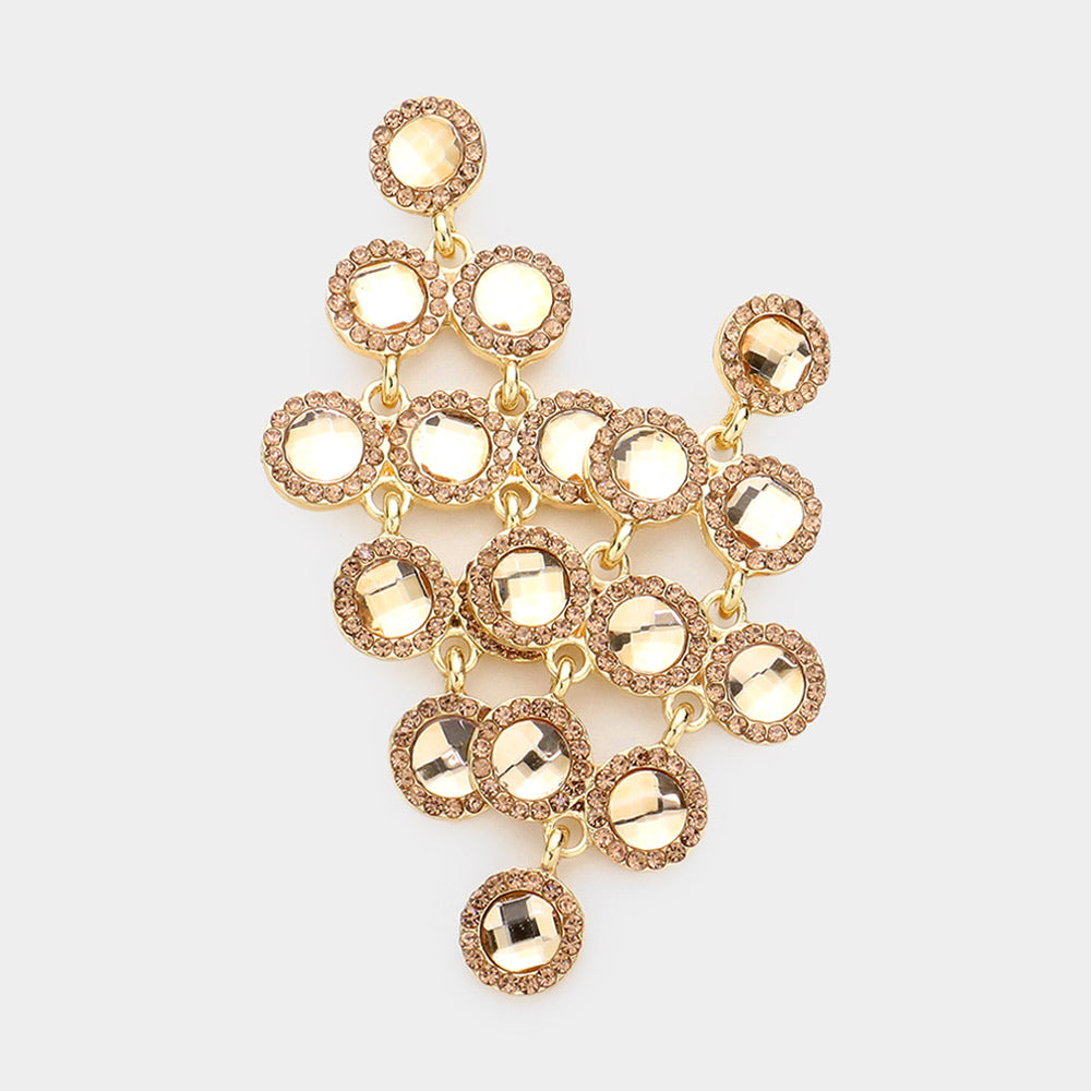 Madeline Love Lt Col Topaz Round Stone Cluster Vine Dangle Evening Earrings