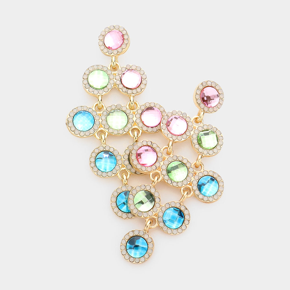 Madeline Love Multi Round Stone Cluster Vine Dangle Evening Earrings