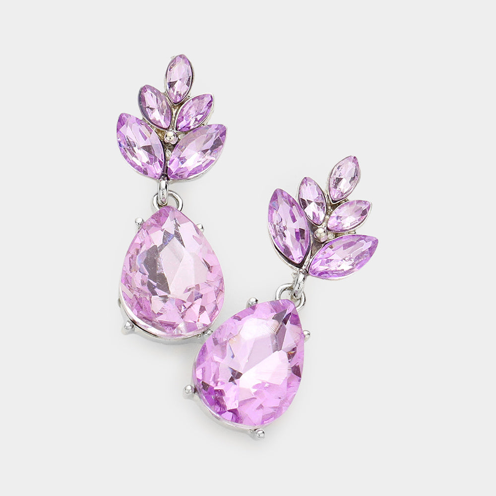 Madeline Love Violet Crystal Teardrop Cluster Vine Evening Earrings