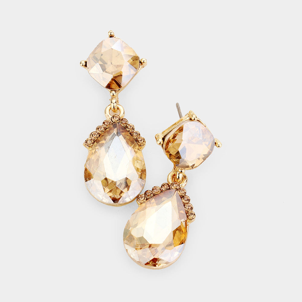 Madeline Love Lt Col Topaz Marquise Crystal Teardrop Dangle Evening Earrings