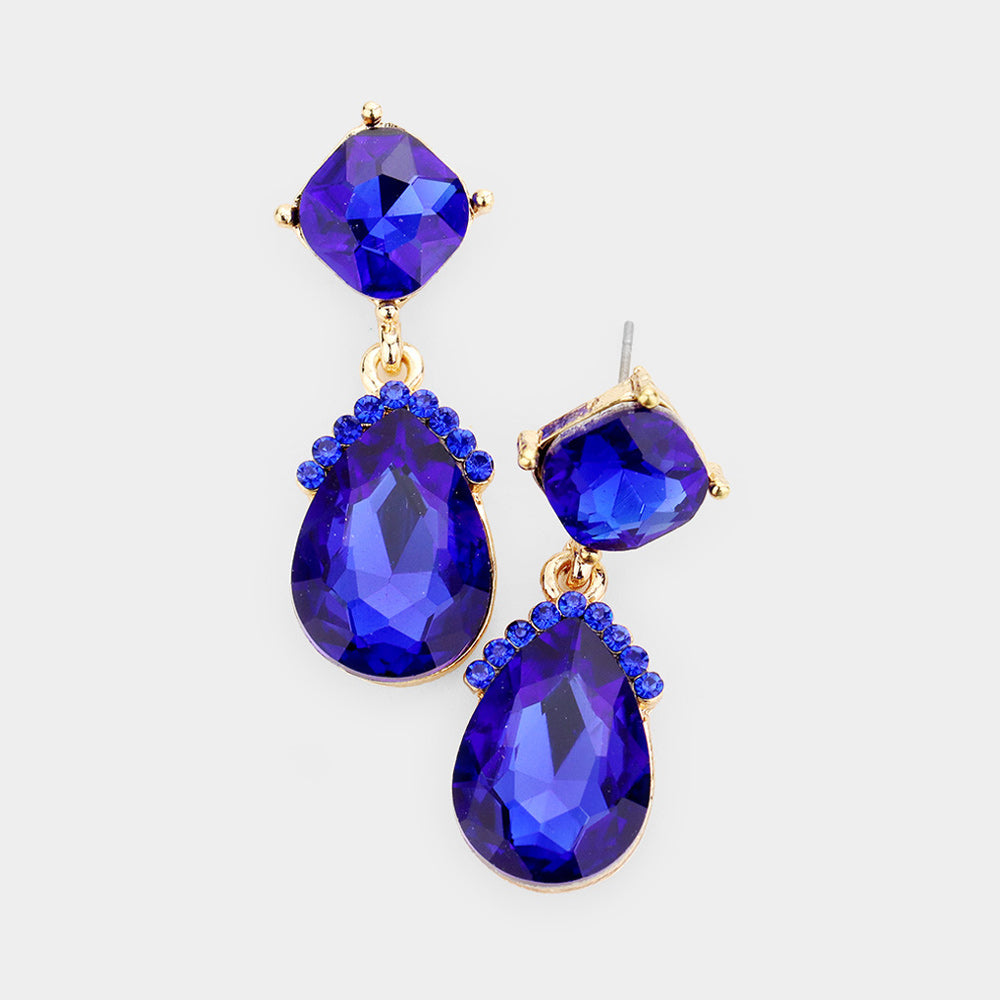 Madeline Love Sapphire Marquise Crystal Teardrop Dangle Evening Earrings