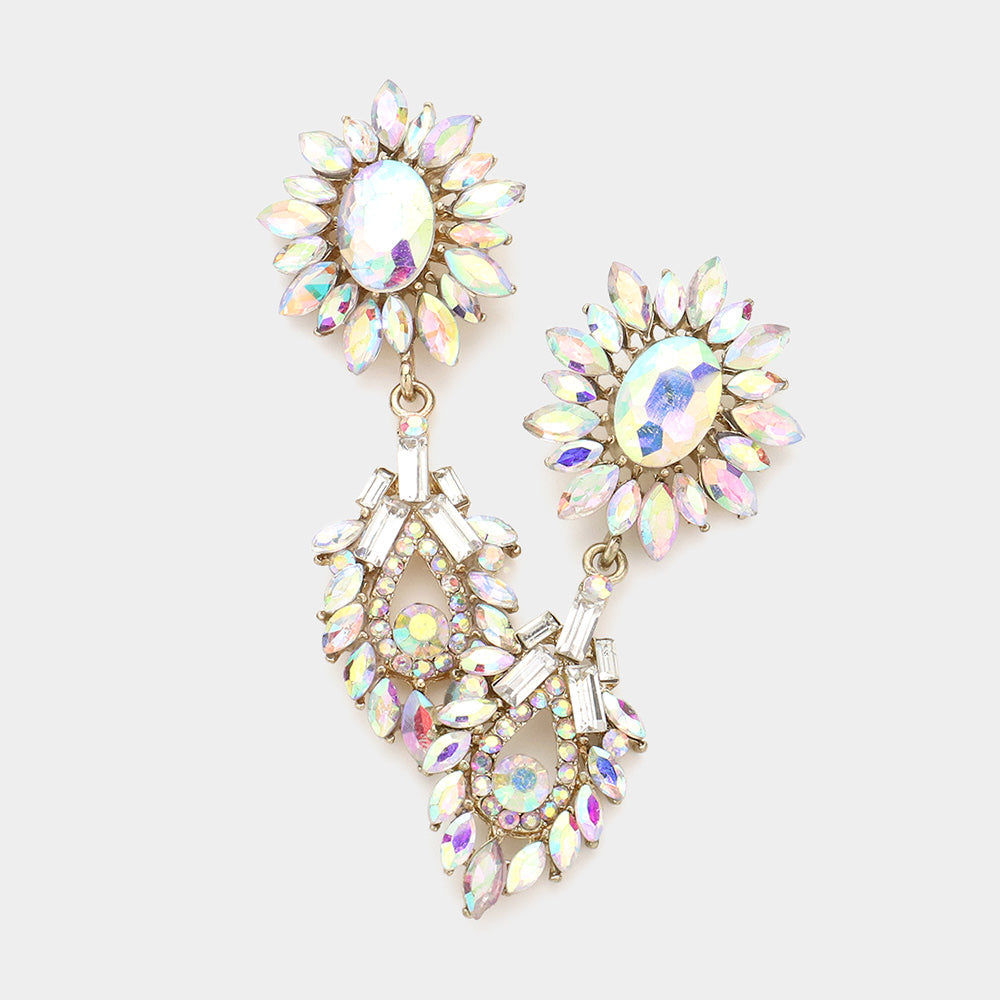 Madeline Love AB, Gold Crystal Rhinestone Sunflower Evening Earrings