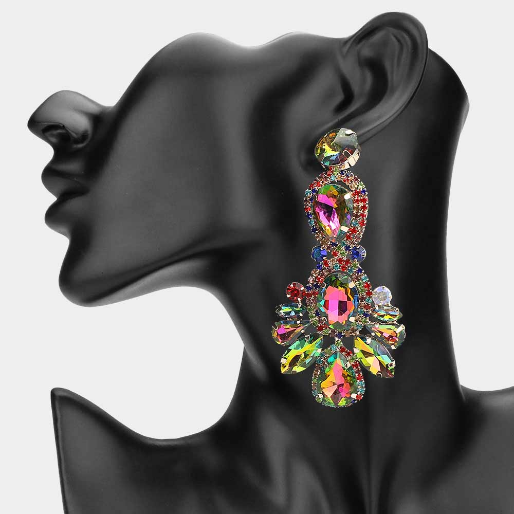 Madeline Love Gold, Vitrail Medium Crystal Rhinestone Pave Drop Evening Earrings