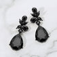 Madeline Love Jet Black Teardrop Stone Dangle Evening Earrings