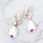 Madeline Love AB, Gold Teardrop Stone Dangle Evening Earrings